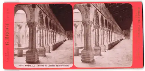 Stereo-Fotografie Giacomo Brogi, Firenze, Ansicht Monreale, Chiostro del Convento dei Benedettini