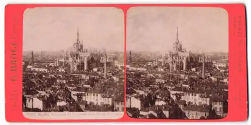 Stereo-Fotografie G. Brogi, Firenze, Ansicht Milano, Panorama del campanile della Chiesa di S. Carlo