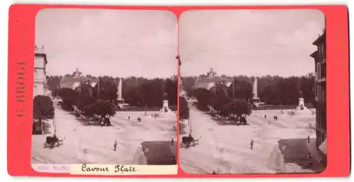 Stereo-Fotografie G. Brogi, Firenze, Ansicht Milano, Cavour Platz