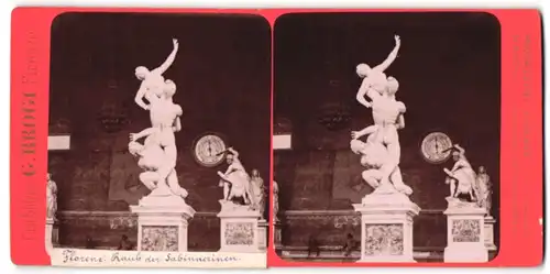 Stereo-Fotografie G. Brogi, Firenze, Ansicht Florenz, Raub der Sabinerinnen