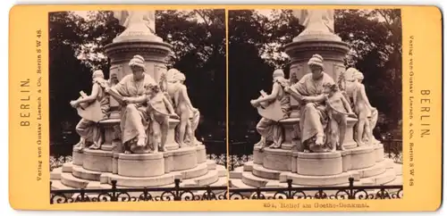 Stereo-Fotografie Gustav Liersch & Co., Berlin, Ansicht Berlin, Relief am Goethe-Denkmal