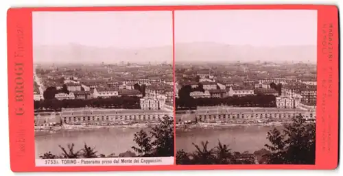 Stereo-Fotografie G. Brogi, Firenze, Ansicht Torino, Panorama preso dal Monte dei Cappuccini