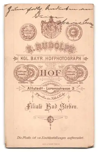 Fotografie E. Rudolph, Hof, Portrait bürgerliches Paar in eleganter Kleidung