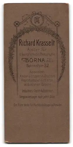 Fotografie Richard Krasselt, Borna, Portrait junger Herr im Anzug mit Krawatte