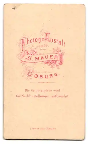 Fotografie S. Mauer, Coburg, Portrait dicker herr mit Bart