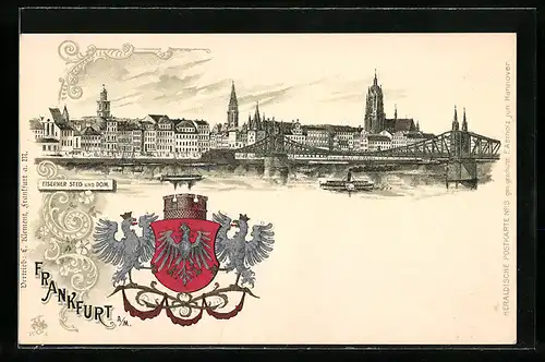 AK Alt-Frankfurt, Eiserner Steg und Dom, Wappen