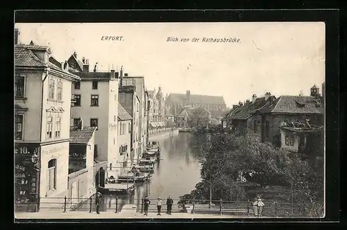 AK Erfurt, Kleine Synagoge, Blick von der Rathausbrücke