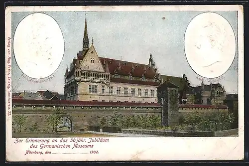 AK Nürnberg, Zur Erinnerung an das 50 jähr. Jubiläum des Germanischen Museums 1902, Prinz-Regent Luitpold