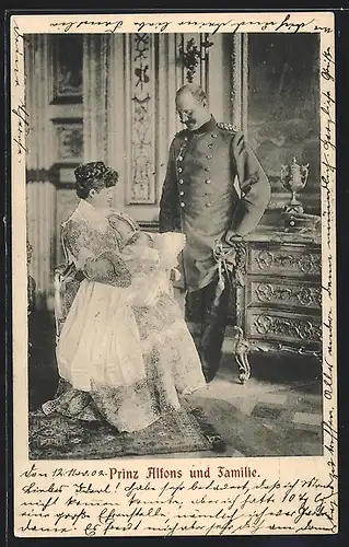 AK Prinz Alfons von Bayern mit Frau und neugeborenem Kind