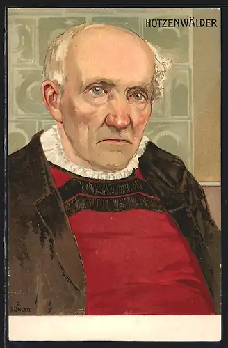 Künstler-AK sign. Bühler: Hotzenwälder, Mann in Schwarzwälder Tracht