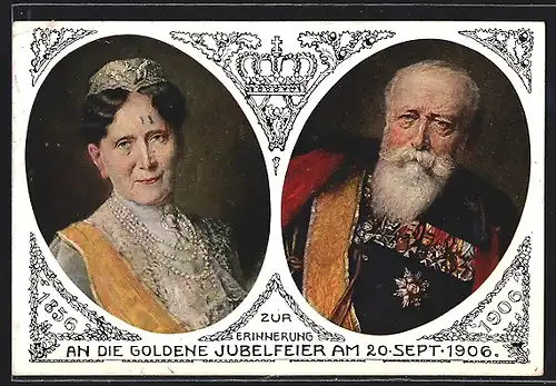 AK Grossherzogspaar Friedrich und Luise von Baden, Goldene Jubelfeier am 20. Sept. 1906