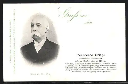 AK Francesco Crispi, ital. Staatsmann