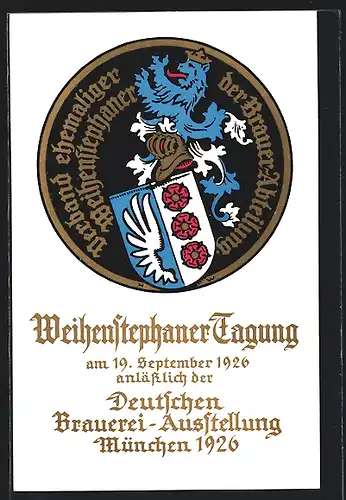 AK München, Weihenstephaner Tagung 1926 anlässlich der Dt. Brauerei-Ausstellung
