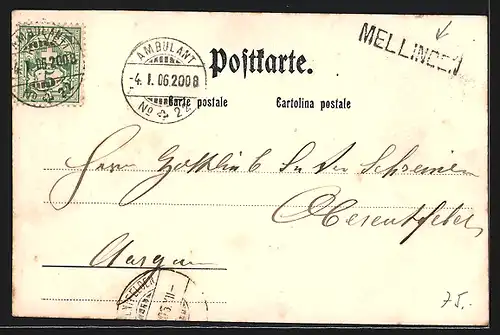 AK Bellikon, Gasthaus Kaufmann, Schlösschen Bellikon, Kirche