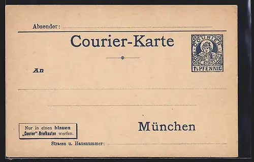 AK München, Courier-Karte, Private Stadtpost