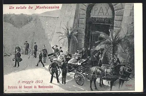 AK Montecassino, Partenza dei Sovrani da Montecassino 5 maggio 1903
