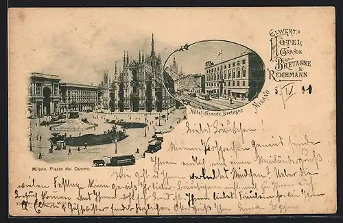 AK Milano, Elwerts Hotel Grande Bretagne & Reichmann, Piazza del Duomo