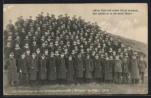 AK Die Besatzung der heimgekehrten Möwe am 4. März 1916