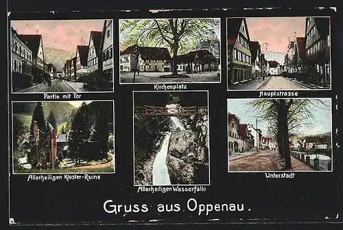 AK Oppenau, Kirchenplatz, Hauptstrasse, Unterstadt