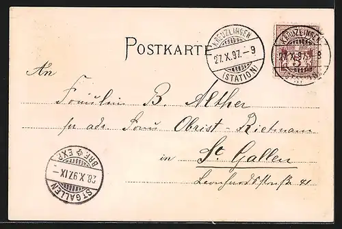 Lithographie Konstanz, Insel Hotel, Münster