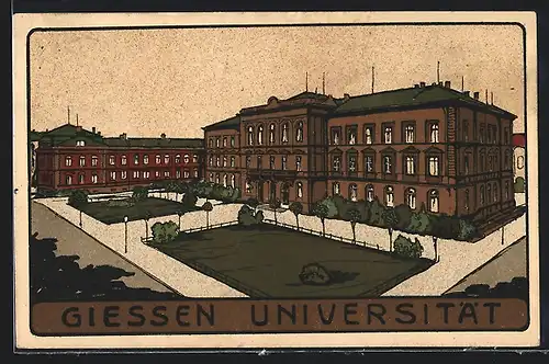Steindruck-AK Giessen, Universität