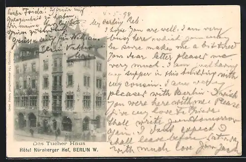 AK Berlin, Hotel Nürnberger Hof, Das Tucher Haus, Friedrich- Ecke Taubenstrasse