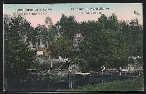 AK Reinbek, Jägersbrunnen, Gasthaus Fährhaus und Waldschänke von Rich. Pichinot