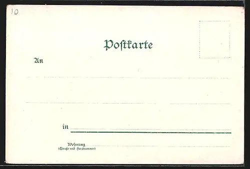 Lithographie Frankfurt, Totalansicht mit Dom, Opernhaus, Wappen