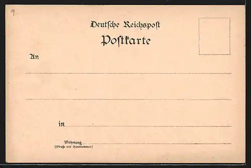 Lithographie Frankfurt a. M., Teilansicht mit Brücke, Die neue Post