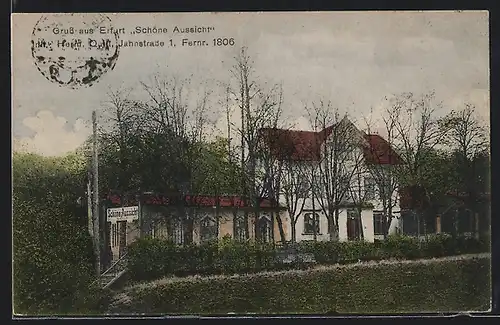 AK Erfurt, Gasthaus Schöne Aussicht, Jahnstrasse 1