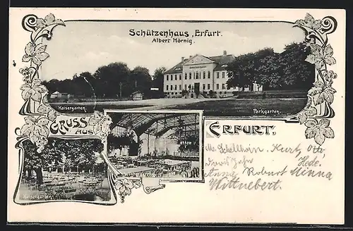 AK Erfurt, Gasthof Schützenhaus und Parkgarten, Innenansicht, Kaisergarten