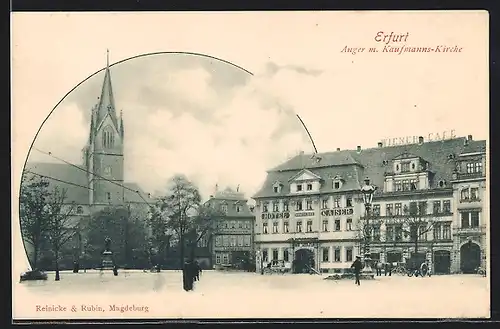 AK Erfurt, Strasse am Anger mit Hotel Römischer Kaiser und Kaufmanns-Kirche