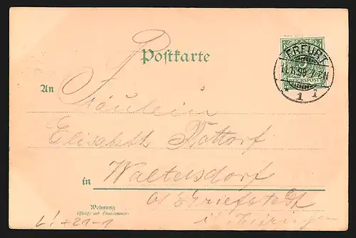 Lithographie Erfurt, Strasse Anger v. Brunnen aus