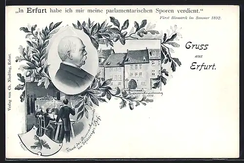 AK Erfurt, Profilbild Fürst von Bismarck, Tisch der Bismarckgemeinde im Thüringer Hof