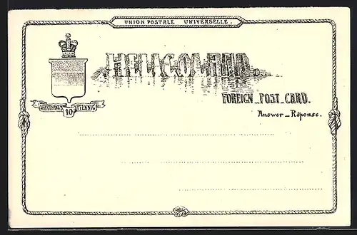 Lithographie Helgoland, Schriftzug Helgoland in Form von Felsen, Foreign Post Card