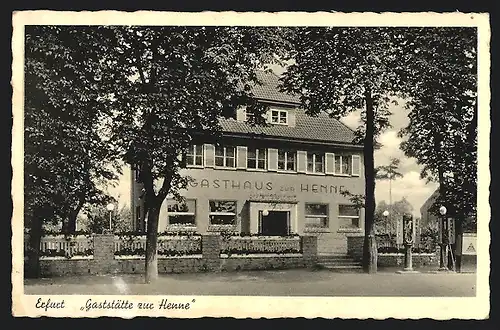 AK Erfurt, Gaststätte zur Henne von H. Jutzl, Weimarische Strasse 11