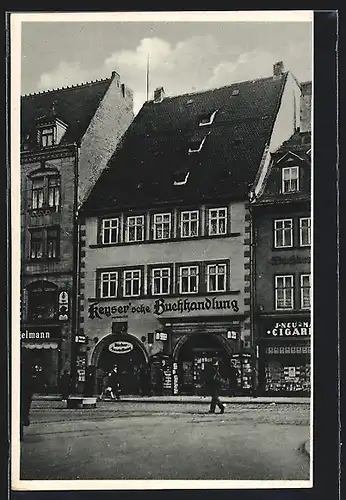 AK Erfurt, Haus zum Schwarzen Löwen mit Keyserscher Buchhandlung, Strasse Anger 11