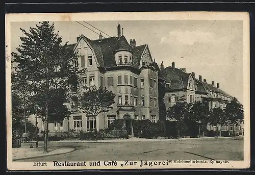 AK Erfurt, Restaurant & Cafe zur Jägerei, Melchendorfer- Ecke Epinaystrasse