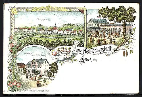 Lithographie Erfurt-Neu-Daberstedt, Gasthaus zur Ansiedlung, Ansiedlung