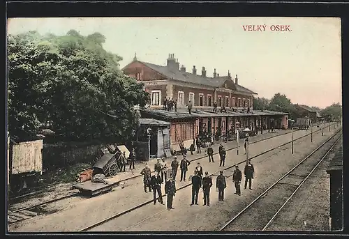 AK Velky Osek, Blick zum Bahnhof