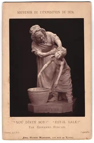 Fotografie Archibald Ramsden, London, L`Exposition de Paris 1878, Statue: You dirty Boy ! nach Giovanni Forcadi