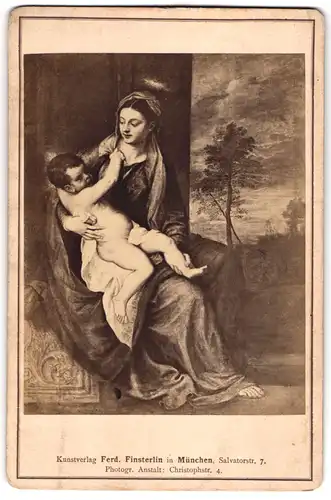 Fotografie Photog. Anstalt, München, Gemälde: Madonna mit Kind, nach Tizian