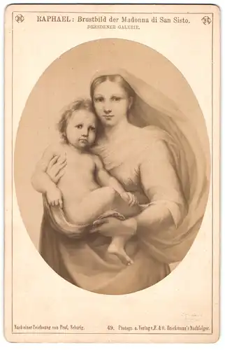 Fotografie F. & O. Brockmann`s Nachf., Dresden, Gemälde: Brustbild der Madonna di San Sisto, nach Raphael