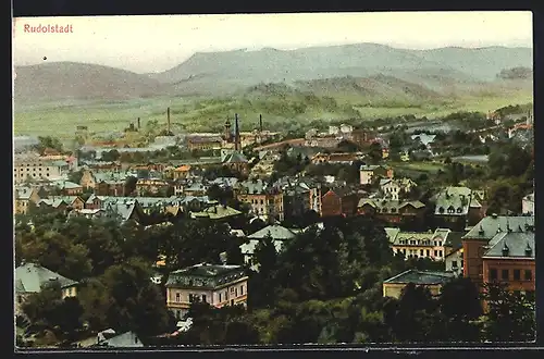 AK Rudolstadt, Teilansicht aus der Vogelschau