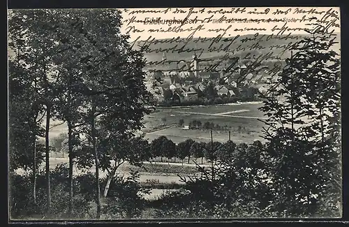 AK Hildburghausen, Blick vom Krautberg auf den Ort