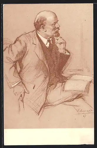 Künstler-AK Profilstudie von Lenin
