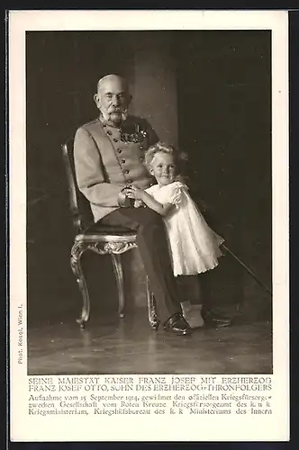 AK Rotes Kreuz Nr. 12: Kaiser Franz Josef I. von Österreich und Erzherzog Franz Josef Otto