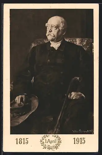 AK Bismarck im Sessel, Altersportrait