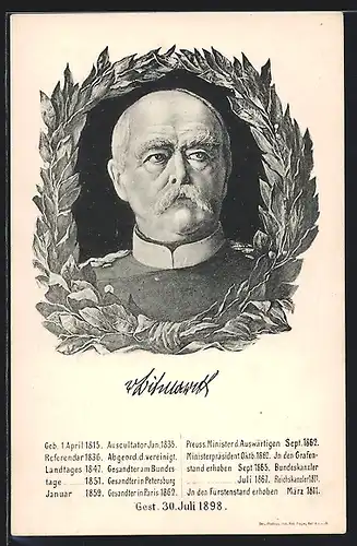 AK Gerahmtes Portrait von Bismarck