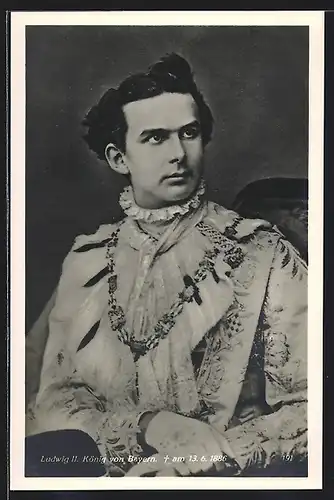 AK König Ludwig II. als junger Mann im Portrait